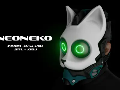 Neo Neko - cosplay cat mask- digital stl file for 3D-printing 3D print model