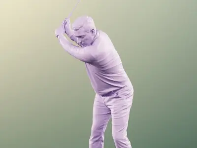 Steve 11780 - Golfer Swinging At The Ball With Golfbag 3D model