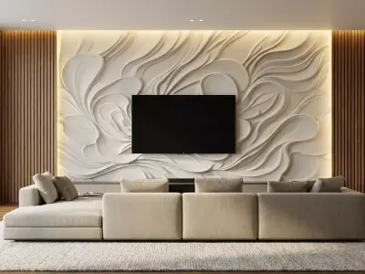 modern panel wall decor set relief stl mural CNC 189 3D model