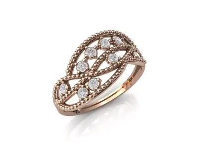Women Ring Diamond Stone STL 3DM Lightweight Printable 3D print model 32
