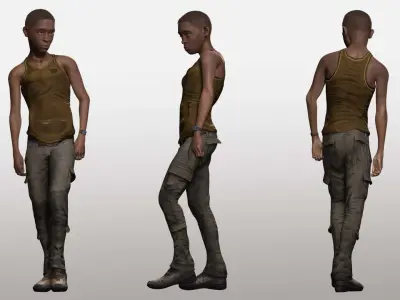 African Boy with Repairman cloth Low-poly 3D model