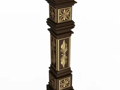 Stair Baluster 05 Red Low-poly 3D model