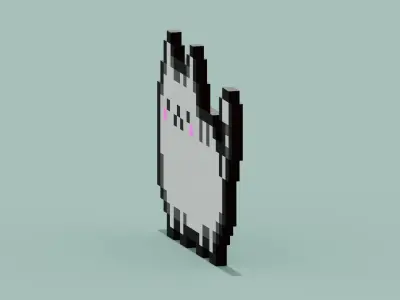 Pixel Cat Symbol Low-poly 3D model