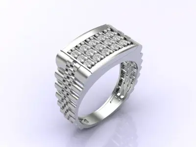Print Ready STL 3DM  Gents Rings Diamond Men Ring  3D print model 233