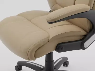 Luxury Beige Cream Leather Executive Office Chair PBR 3D Model 3D model