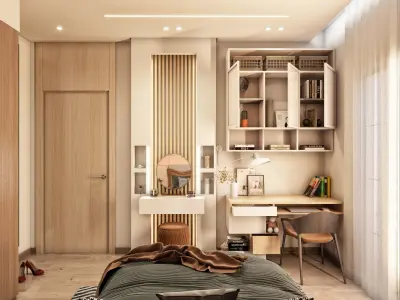 Cozy Bedroom interior scene 3D model  3D model