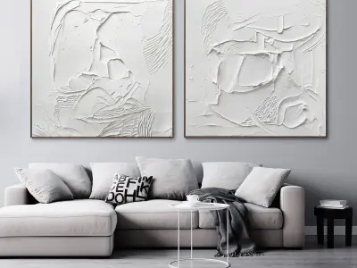 Plaster two square photo frames 04 Low-poly 3D model