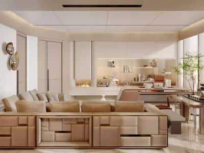 Modern light luxury chairman office 3D model