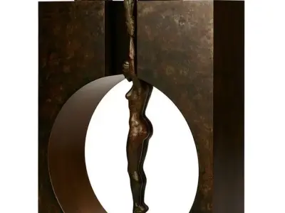 Bronze Sculpture Abstract Human Figures Balance 3D Low-poly 3D model