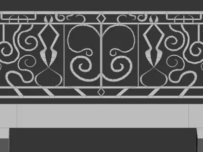 Balcony wrought iron railing Free low-poly 3D model
