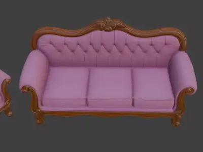 Cartoon sofa set 3D model