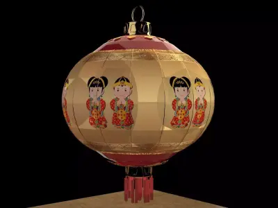 Chinese red lantern 3D model 38