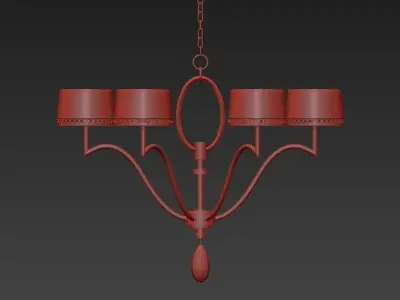 Allegretto four light chandelier in brass with shades 3D model