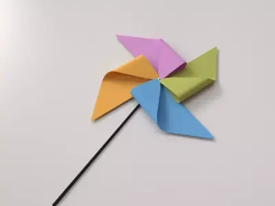 Pinwheel origami paper 3D model
