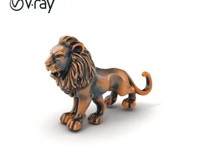 Fierce Lion Handle Sculpture model pack Low-poly 3D model