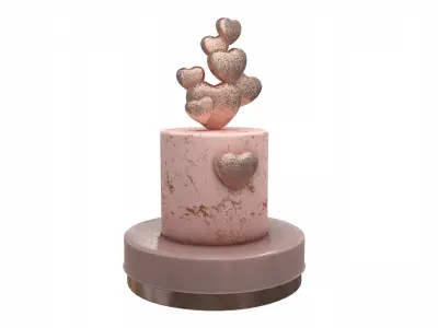 Cake with Hearts decor 3D model