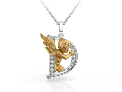 My Angel Letter Pendant Necklace 3D print model