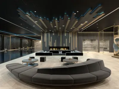 Redshift - C4D scene files - Residential Pool Interior 3D model