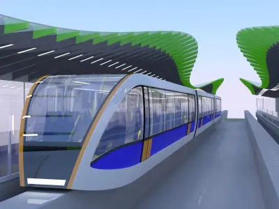 Monorail station with train 2024 3D model