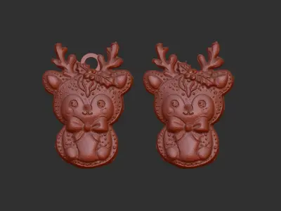 christmas cute deer ribbon bow decor  3D print model