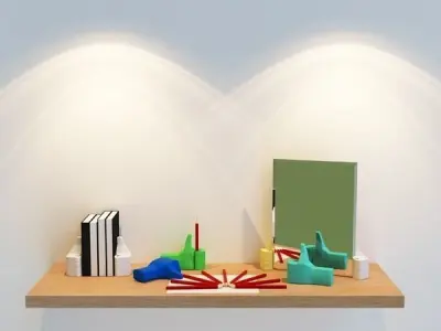 decoration book pencile mirror paper light  Free 3D model