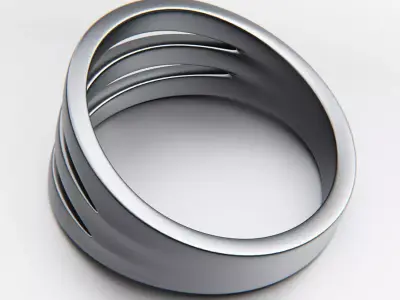 Triple Split Band Ring - Minimal Geometric Cutout 3D print model