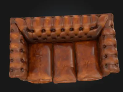 3D MODEL Realistic Chesterfield Leather Sofa  Vintage Brown 3D model