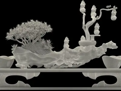 Chinese gold Ingot and gourd  3D model