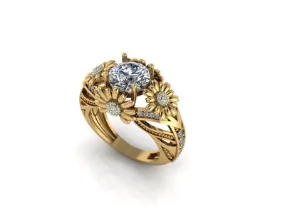 Flower ring 3D print model