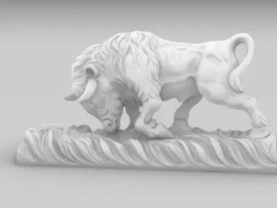Charging Bull Sculpture 3D Model for CNC Milling or 3D Printing 3D print model