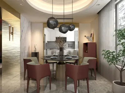 Light luxury style guest restaurant 3D model