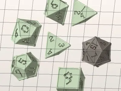 A set of Polyhedral Dice font in the shape of the bones 3D print model