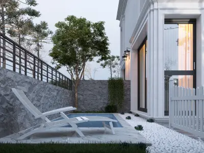 Old view columned villa 3D model