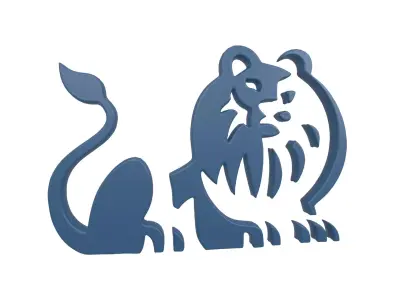 Lion Emblem v4 004 Low-poly 3D model