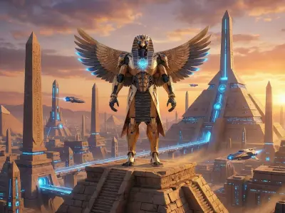 Sci-Fi Mecha-Horus - Winged Egyptian Mythological Prop Low-poly 3D model