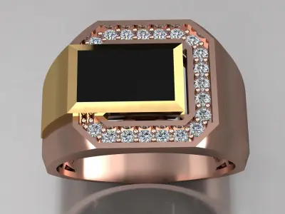 Men ring onyx diamond  3D print model