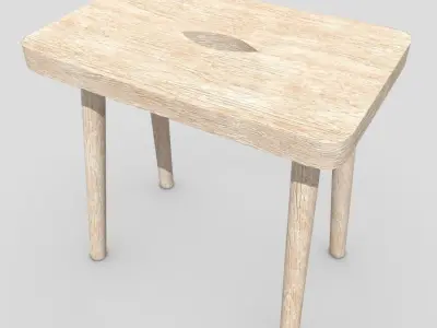 Stool 9 wooden Low-poly 3D model