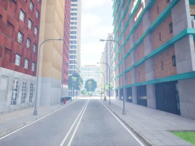 City Downtown Skyscraper Street - Unreal - Lot 08 Low-poly 3D model