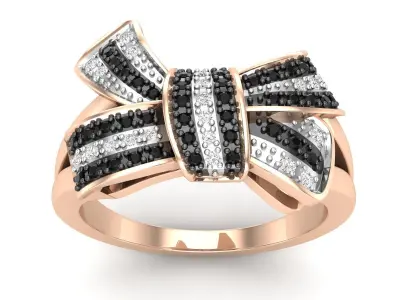 AV 685 Diamond Ladies Split Shank Cocktail Bow Ring 3D print model