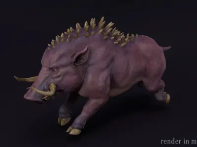 Boar creature Low-poly 3D model