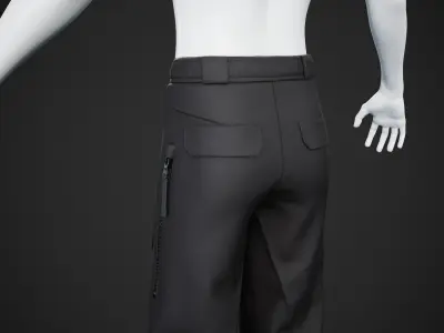 Black Snowboard Pants Style 3 Low-poly 3D model