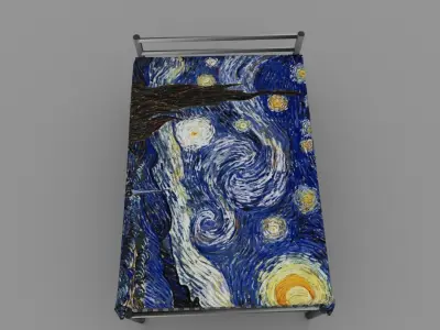 Starry Night bed  Low-poly 3D model