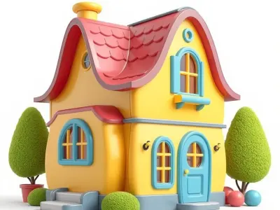 Cartoon House Model Pack with Three Levels of Detail Low-poly 3D model