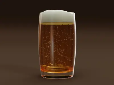 Drink Glass - Beer on Highball Glass 3D model