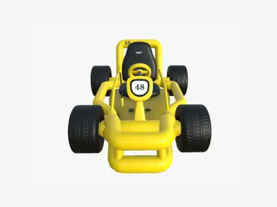 Cartoon Kart H06 Yellow - Vehicle Racing Design Low-poly 3D model