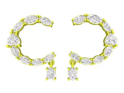 A7755 Luxury Diamond Stud Earrings 3D Model 3D print model