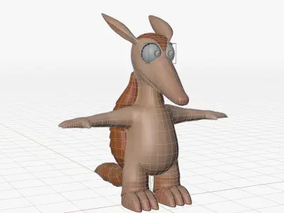 Dasypodidae cartoon character Low-poly 3D model