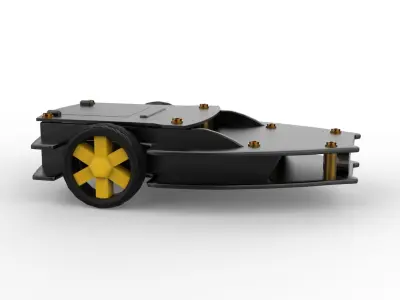 robot car Low-poly 3D model