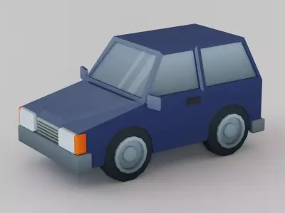 Cartoon Low Poly Car 01 - Hatchback Low-poly 3D model