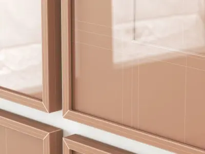 Vintage paintings in white frames 3D model